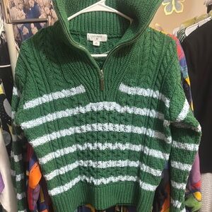 Green Striped Women's Sweater